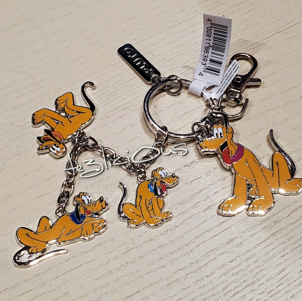 DISNEY PARKS RETRO PLUTO KEYCHAIN - Picture 2 of 3